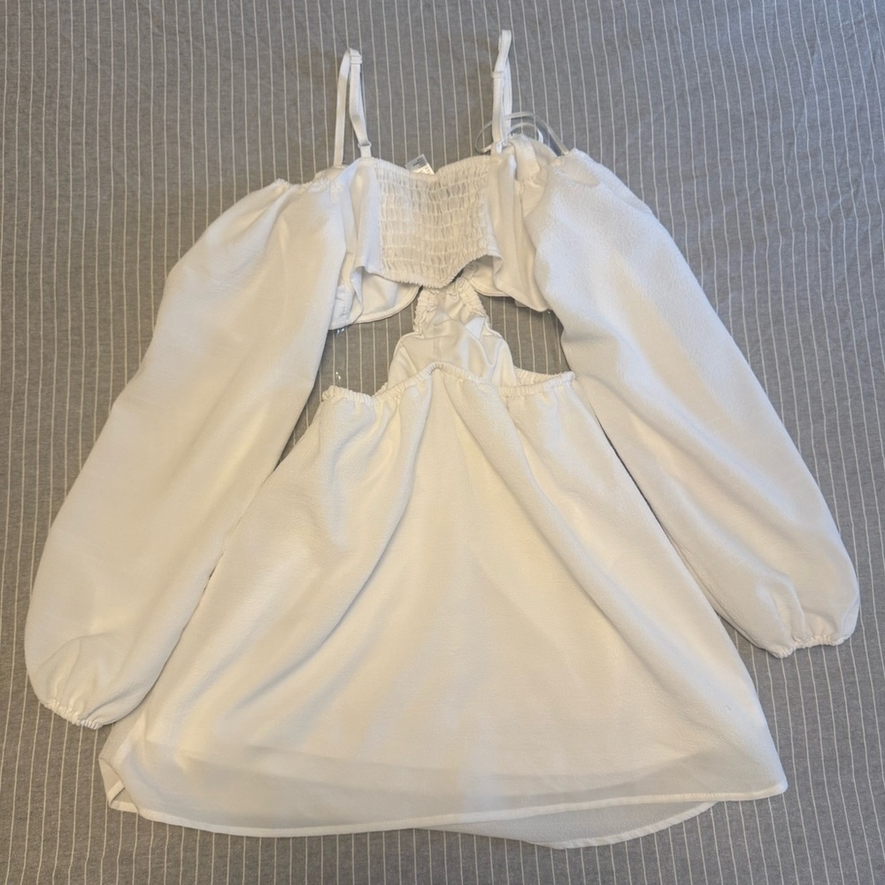 DIVIDED H&M Cutout Mini Dress White Size S EUC - Picture 9 of 13